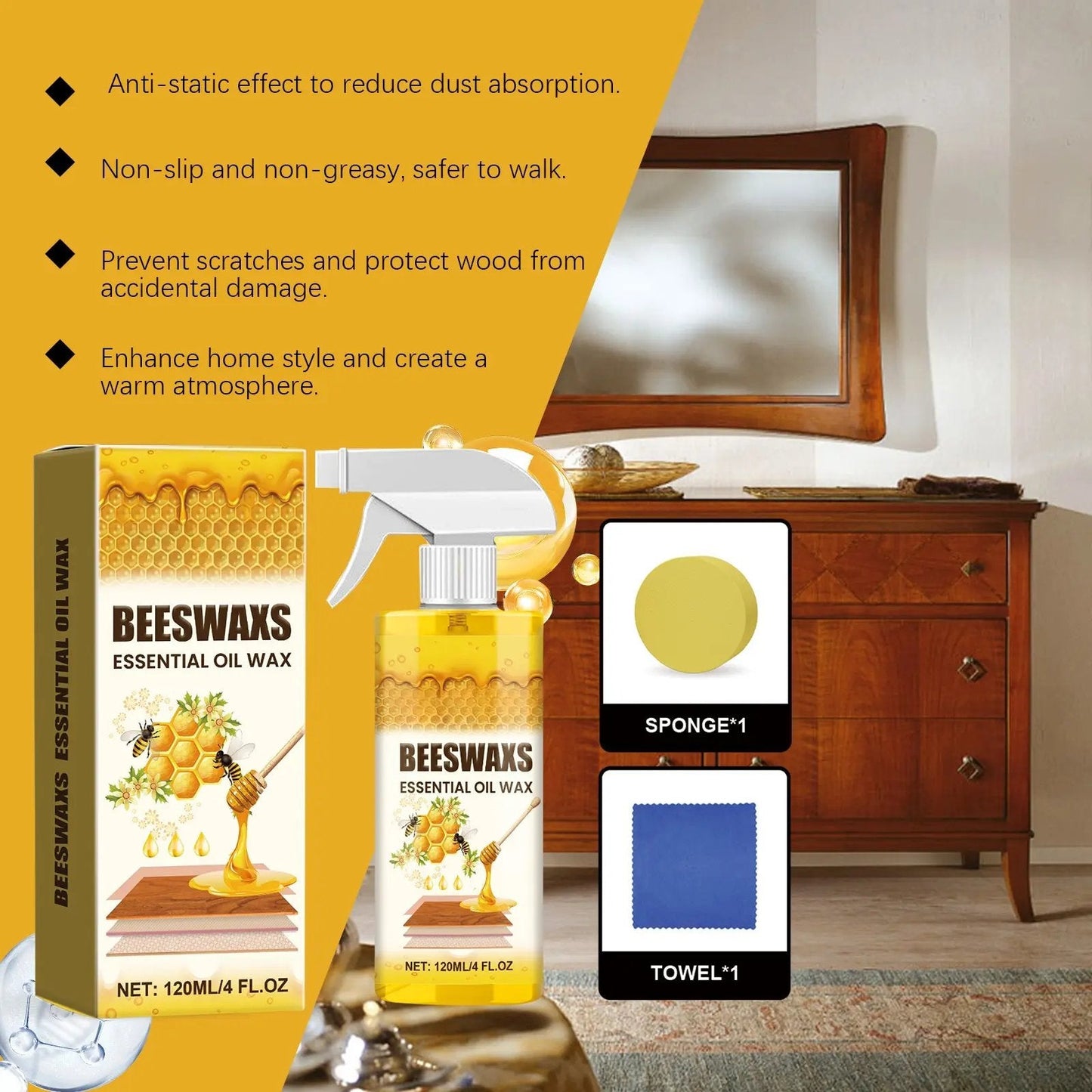 Revive & Shine: All-Natural Beeswax Wood Care Spray