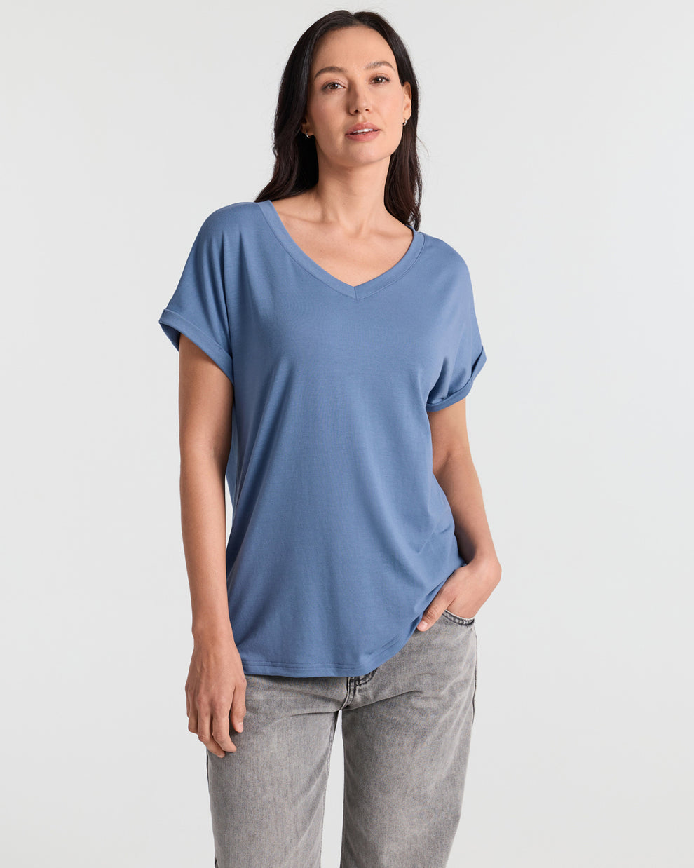 V Neck Batwing Relaxed T-Shirt